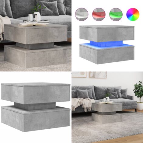 Mesa de centro con luces LED gris hormigón 50x50x40 cm - Luces RGB - Mesa auxiliar