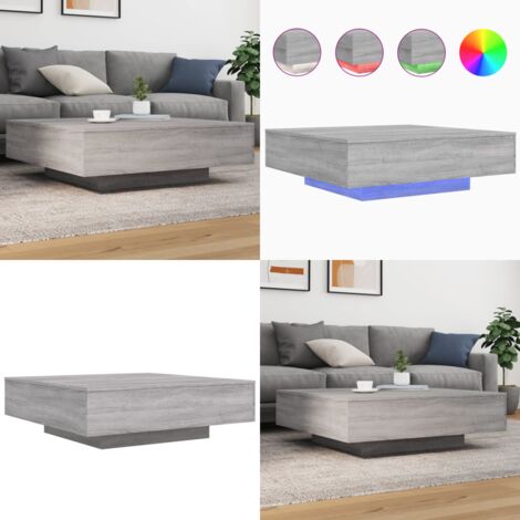 Mesa de centro con luces LED gris Sonoma 100x100x31 cm - Luces LED - Mesa auxiliar