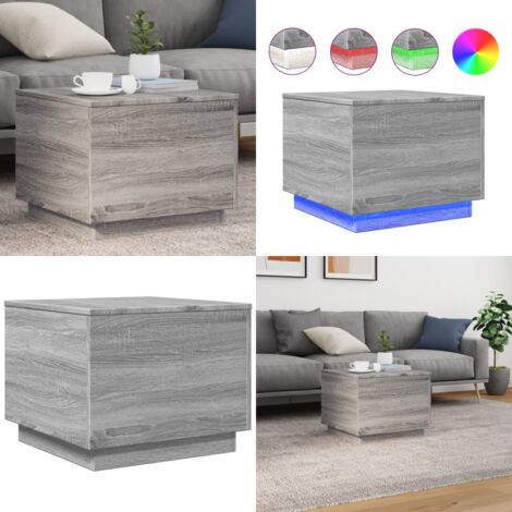 Mesa de centro con luces LED gris Sonoma 50x50x40 cm - Luces RGB - Mesa de centro moderna
