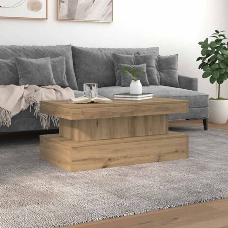Mesa de centro con luces LED roble artisian 90x50x40 cm