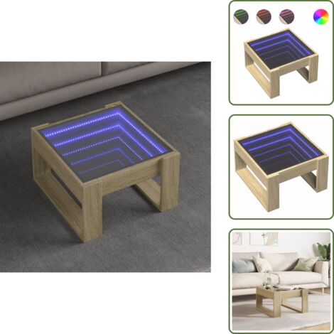 Mesa de centro con luz - vidaXL Mesa de centro con Infinity LED roble Sonoma 50x53x30 cm - Mesa de centro con espejo infinity