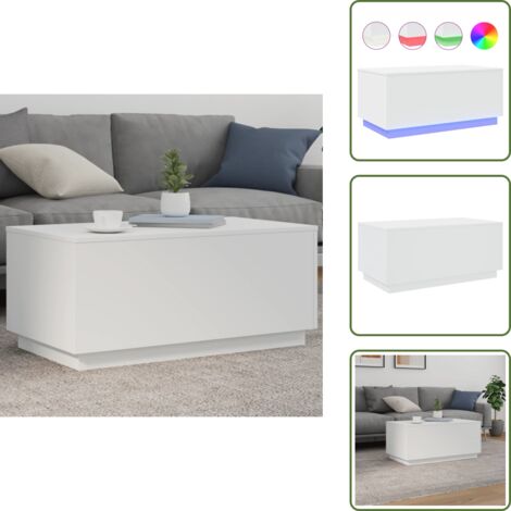 Mesa de centro con luz - vidaXL Mesa de centro con luces LED blanco 90x50x40 cm - Mesa de centro blanca