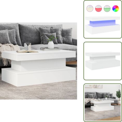 Mesa de centro con luz - vidaXL Mesa de centro con luces LED blanco 90x50x40 cm - Mesa de centro blanca