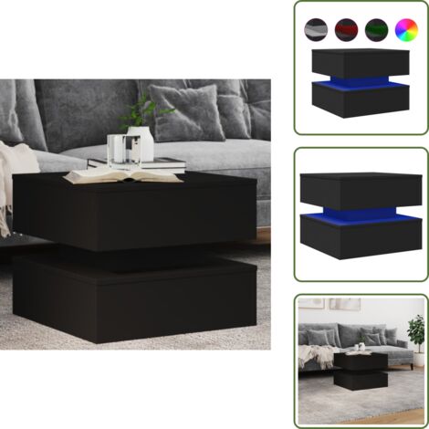 Mesa de centro con luz - vidaXL Mesa de centro con luces LED negro 50x50x40 cm - Mesa de centro negra