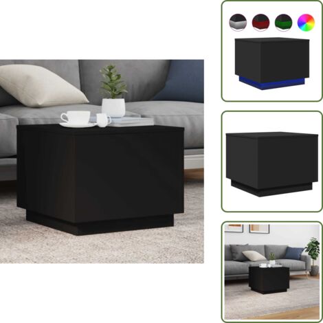 Mesa de centro con luz - vidaXL Mesa de centro con luces LED negro 50x50x40 cm - Mesa de centro negra