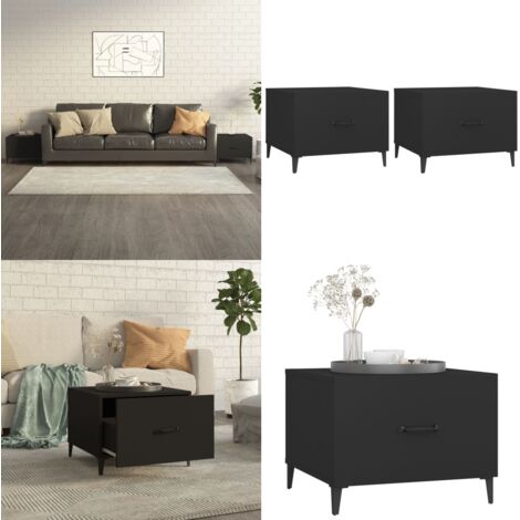 Mesa de centro con patas de metal 2 unidades negro 50x50x40 cm - Mesa de centro industrial - Mesa de centro con patas metálicas