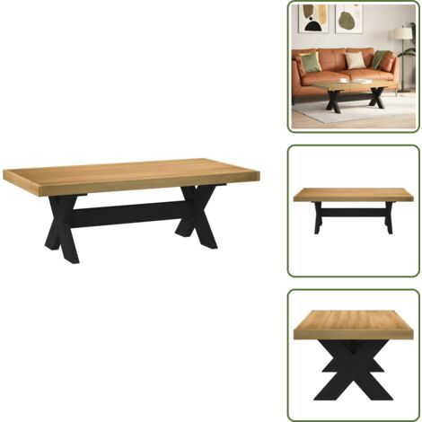 Mesa de centro con patas en X - vidaXL Mesa de centro NOAIN patas en X madera maciza pino 120x60x40 cm - Mesa de centro natural