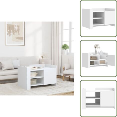Mesa de centro con puerta - vidaXL Mesa de centro madera de ingeniería blanca 80x50x50 cm - Almacenamiento