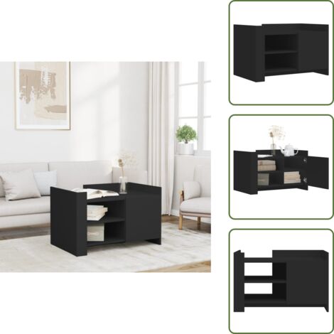 Mesa de centro con puerta - vidaXL Mesa de centro madera de ingeniería negra 80x50x50 cm - Mesa de centro para salón