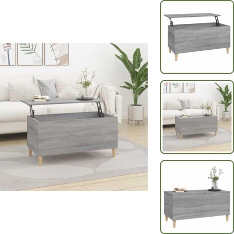Mesa de centro con superficie elevable - vidaXL Mesa de centro madera contrachapada gris Sonoma 90x44,5x45 cm - Mesa de centro para salón