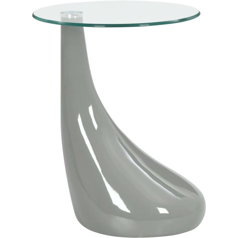 

Mesa de centro con superficie redonda de vidrio gris brillante - Gris
