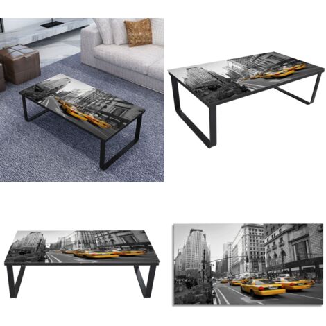 Mesa de centro con tablero de cristal rectangular - Mesa de cristal - Mesa de centro rectangular