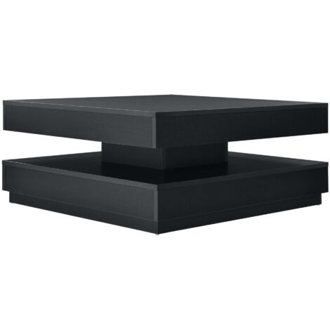 Mesa de centro con tablero giratorio de fibra de madera 76 x 76 cm negro 030004129