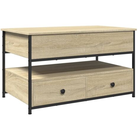 Mesa de centro con tapa elevable y cajones, diseño moderno, 85 x 50 x 50 cm, madera de ingeniería y metal color roble DEC039018