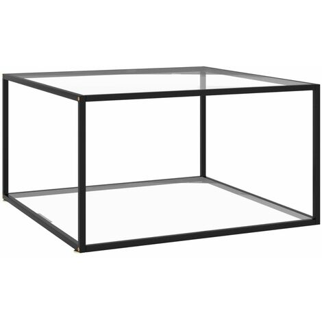Mesa de centro con vidrio templado negra 90x90x50 cm