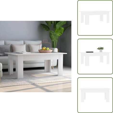 Mesa de centro contrachapada - vidaXL Mesa de centro madera contrachapada blanco 100x60x42 cm -