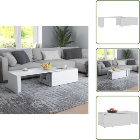 Mesa de centro contrachapada - vidaXL Mesa de centro madera contrachapada blanco 150x50x35 cm -