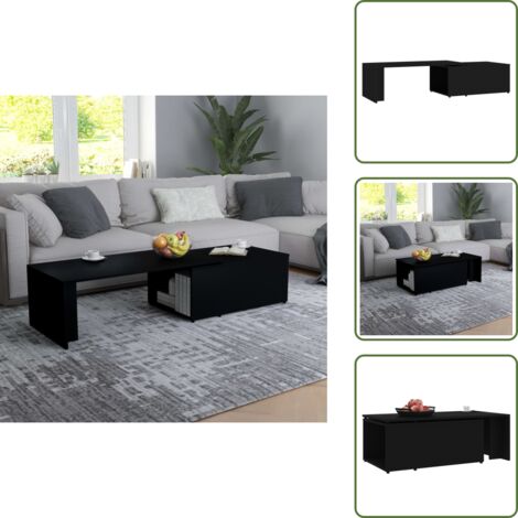 Mesa de centro contrachapada - vidaXL Mesa de centro madera contrachapada negro 150x50x35 cm -