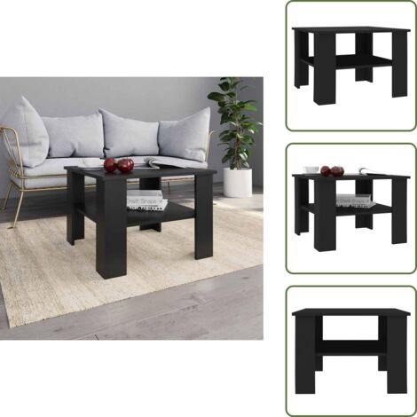 Mesa de centro contrachapada - vidaXL Mesa de centro madera contrachapada negro 60x60x42 cm - Mesa de centro moderna