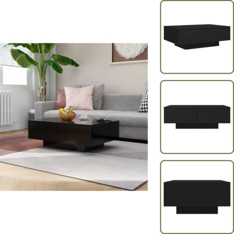 Mesa de centro contrachapada - vidaXL Mesa de centro madera contrachapada negro 90x60x31 cm -