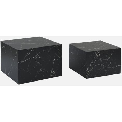 Mesa de centro cuadrada con efecto mármol, set de 2
