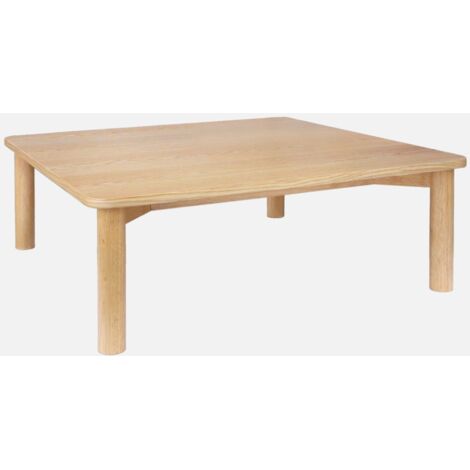 Mesa de centro cuadrada de madera de hevea con chapa de roble