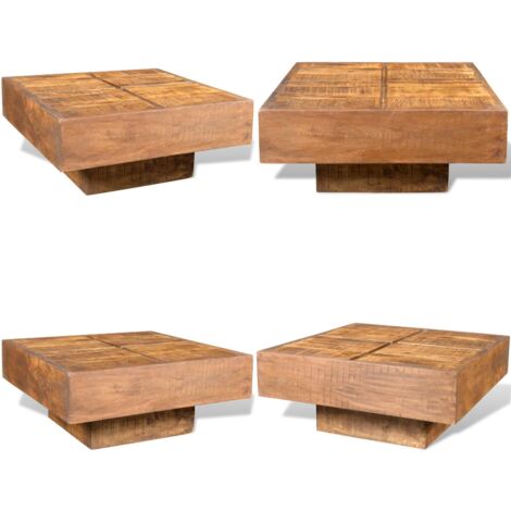 Mesa de centro cuadrada madera maciza de mango marrón - Mesa cuadrada - Mesa de madera