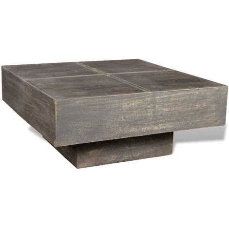 Mesa de centro cuadrada madera maciza de mango marrón oscuro