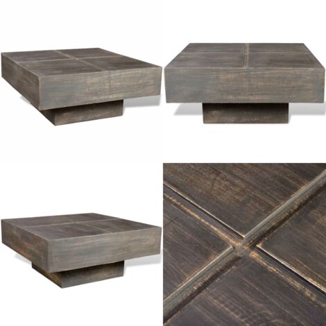 Mesa de centro cuadrada madera maciza de mango marrón oscuro - Mesa de madera - Mesa cuadrada