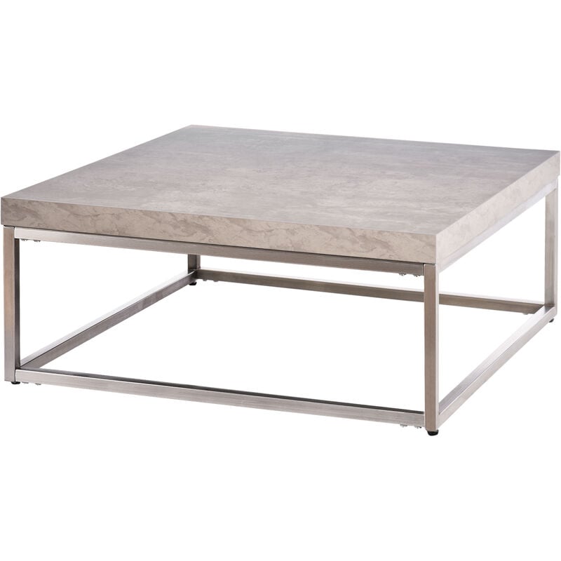 

Mesa de Centro Cuadrada Mesa Auxiliar Multifuncional con Marco de Acero Inoxidable Estilo Moderno para Salón Sofá 80x80x34 cm Gris Cemento - Gris