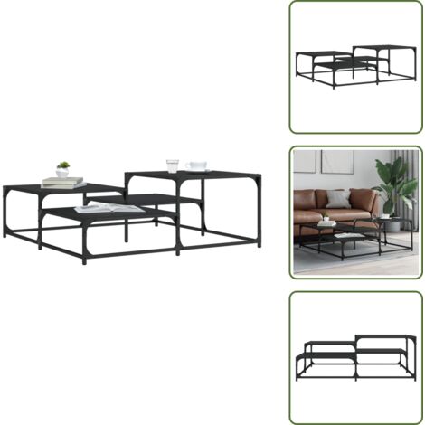 Mesa de centro cuadrada - vidaXL Mesa de centro madera de ingeniería negro 107x107x40 cm - Mesa de centro con patas ajustables