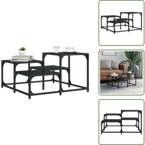 Mesa de centro cuadrada - vidaXL Mesa de centro madera de ingeniería negro 68x68x40 cm - Mesa de centro con superficies de diferentes alturas