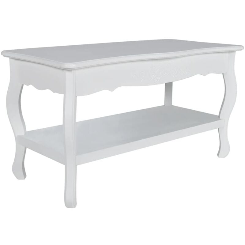 

vidaXL Mesa de centro de 2 niveles de MDF blanca - Blanco