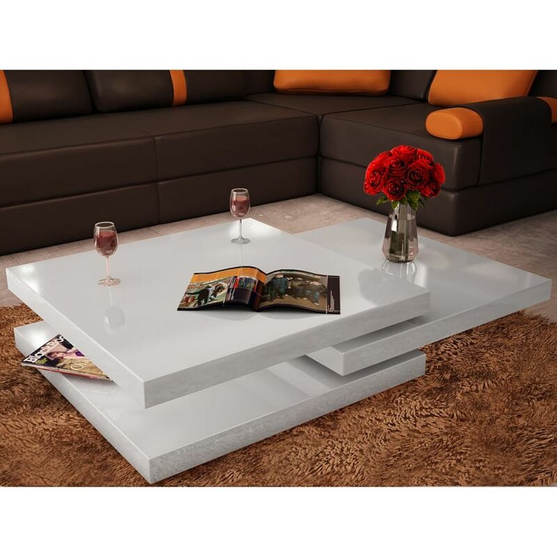 

Mesa de centro de 3 niveles blanco con brillo