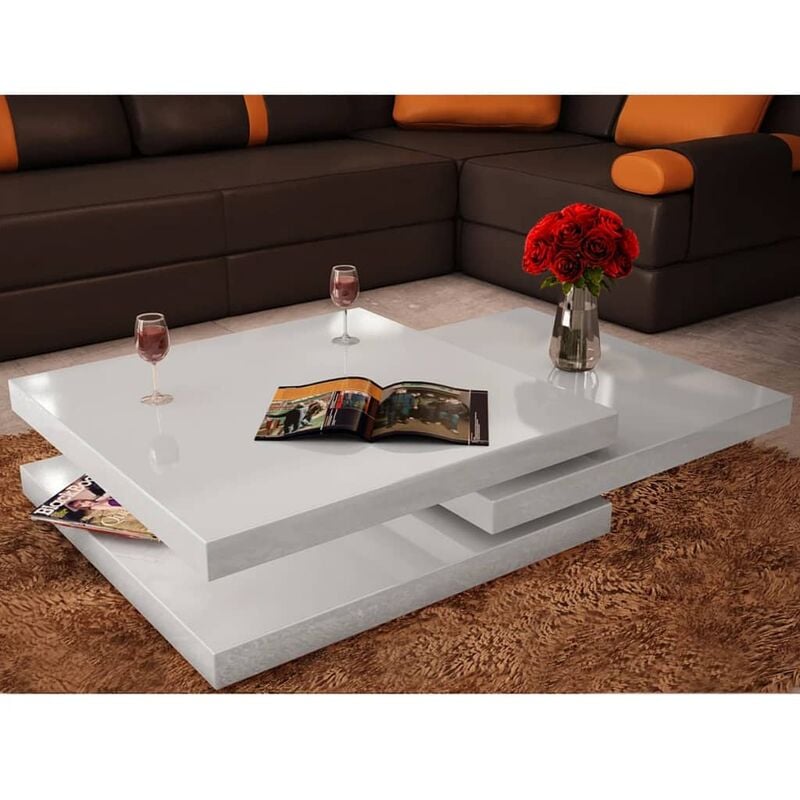 

Mesa de centro de 3 niveles blanco con brillo - Blanco