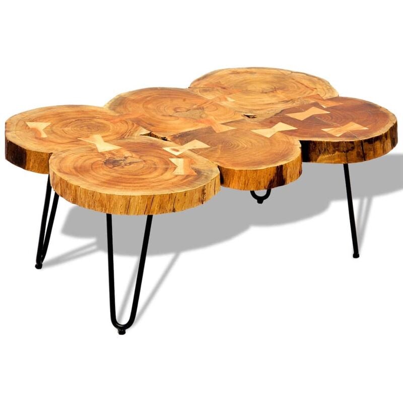 

Mesa de centro de 6 troncos madera maciza de sheesham 35 cm - Marrón