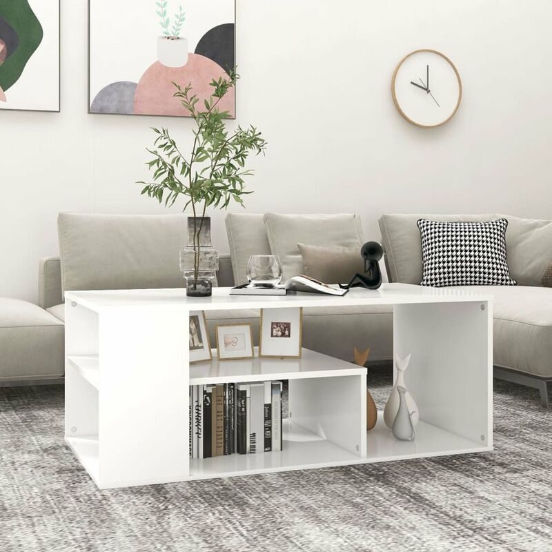

Mesa de centro de aglomerado blanco 100x50x40 cm
