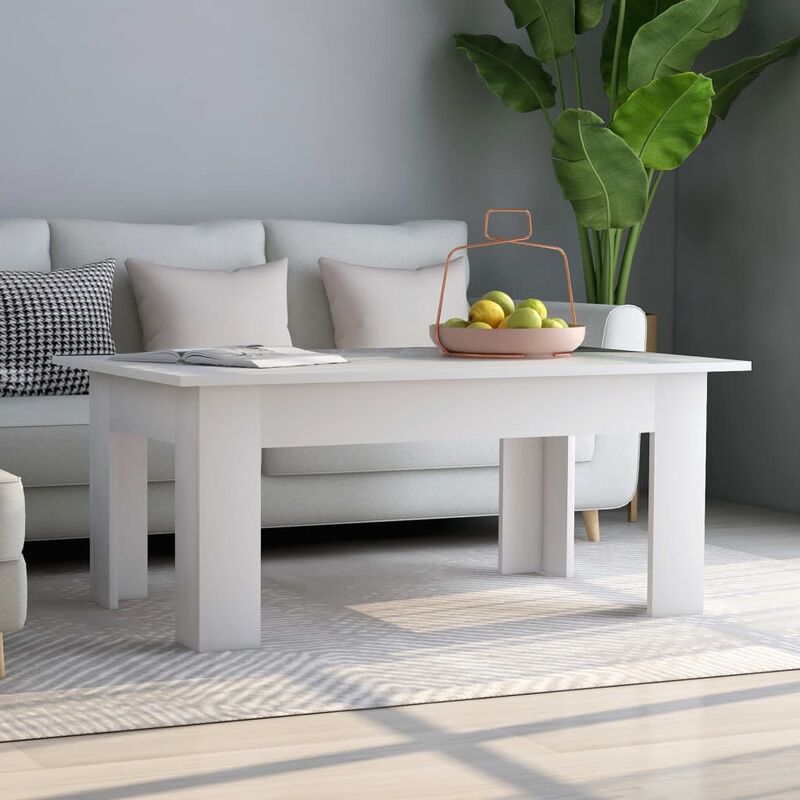 

Mesa de centro de aglomerado blanco 100x60x42 cm