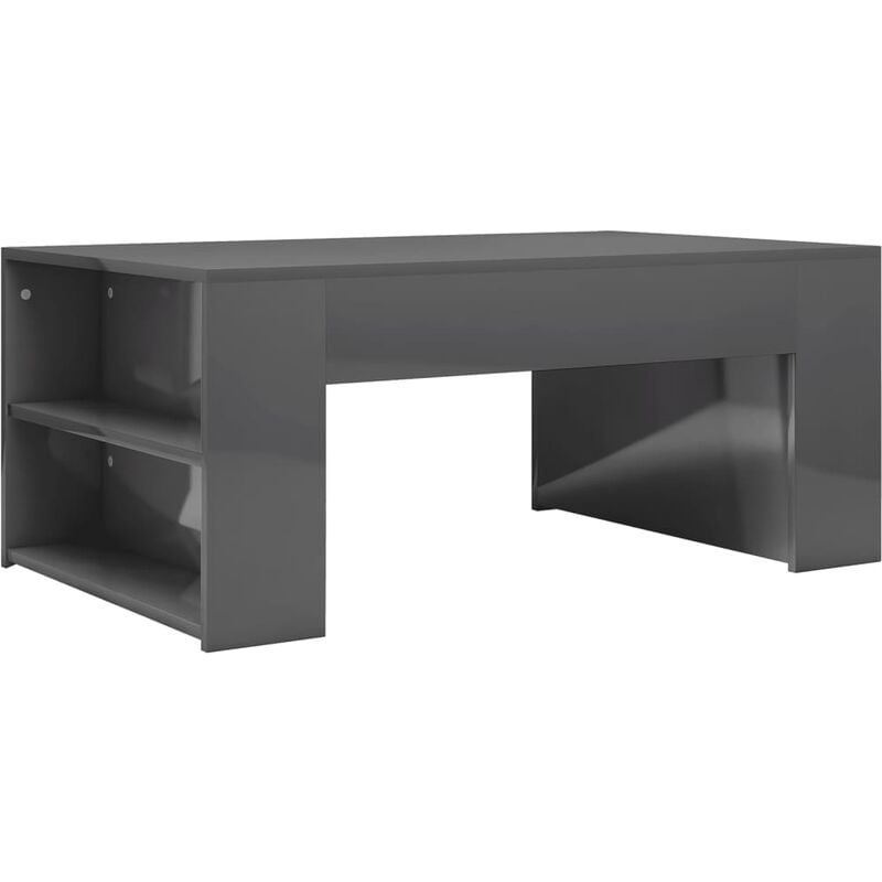

vidaXL Mesa de Centro de Aglomerado 100x60x42 cm Gris Brillante - Gris