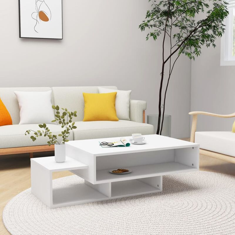

Mesa de centro de aglomerado blanco 105x55x32 cm