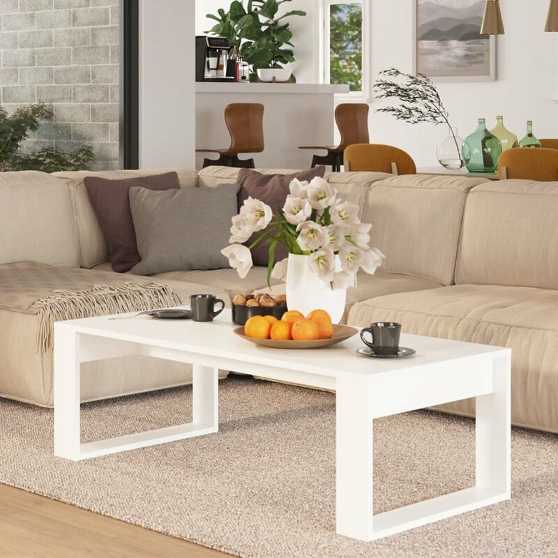 

Happyshopping - Mesa de centro de aglomerado blanco 110x50x35 cm