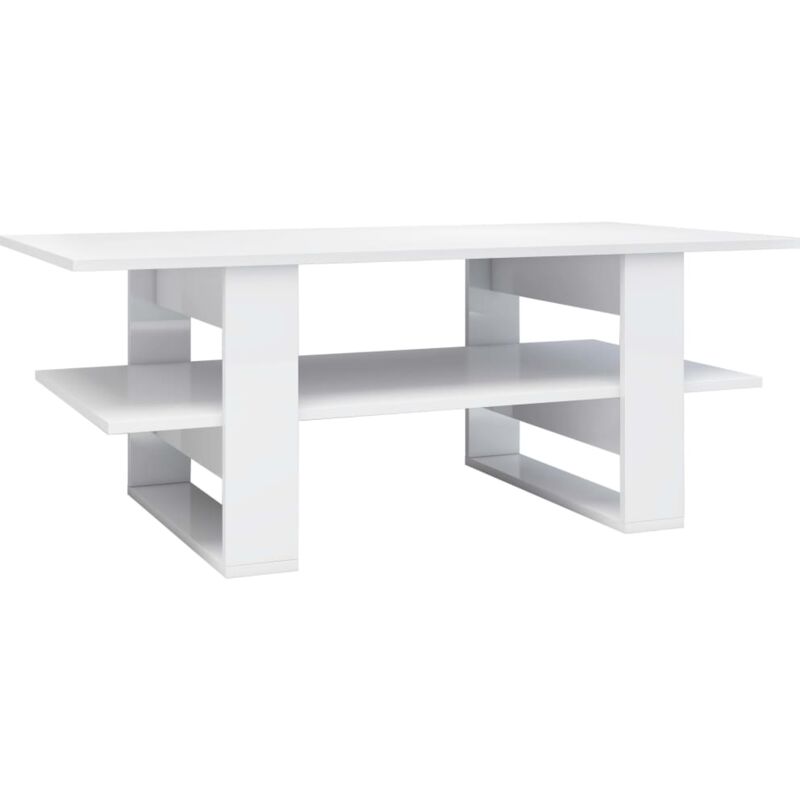 

vidaXL Mesa de Centro de Aglomerado 110x55x42 cm Blanco con Brillo - Blanco