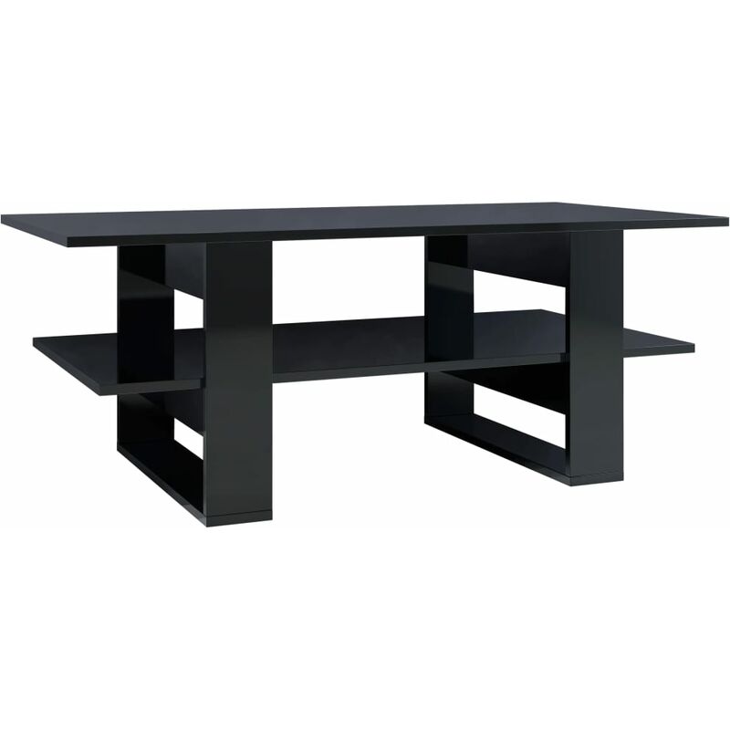 

vidaXL Mesa de Centro de Aglomerado 110x55x42 cm Negro con Brillo - Negro