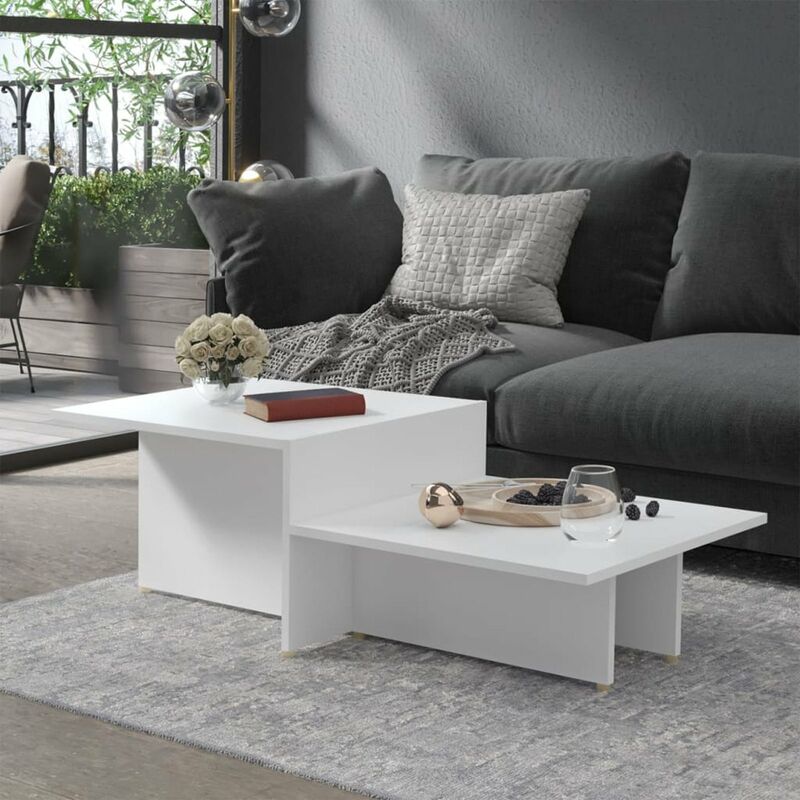 

Mesa de centro de aglomerado blanco 111,5x50x33 cm