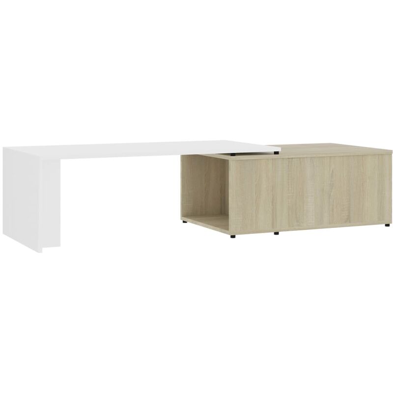 

vidaXL Mesa de Centro de Aglomerado 150x50x35 cm Blanco y Roble Sonoma - Blanco