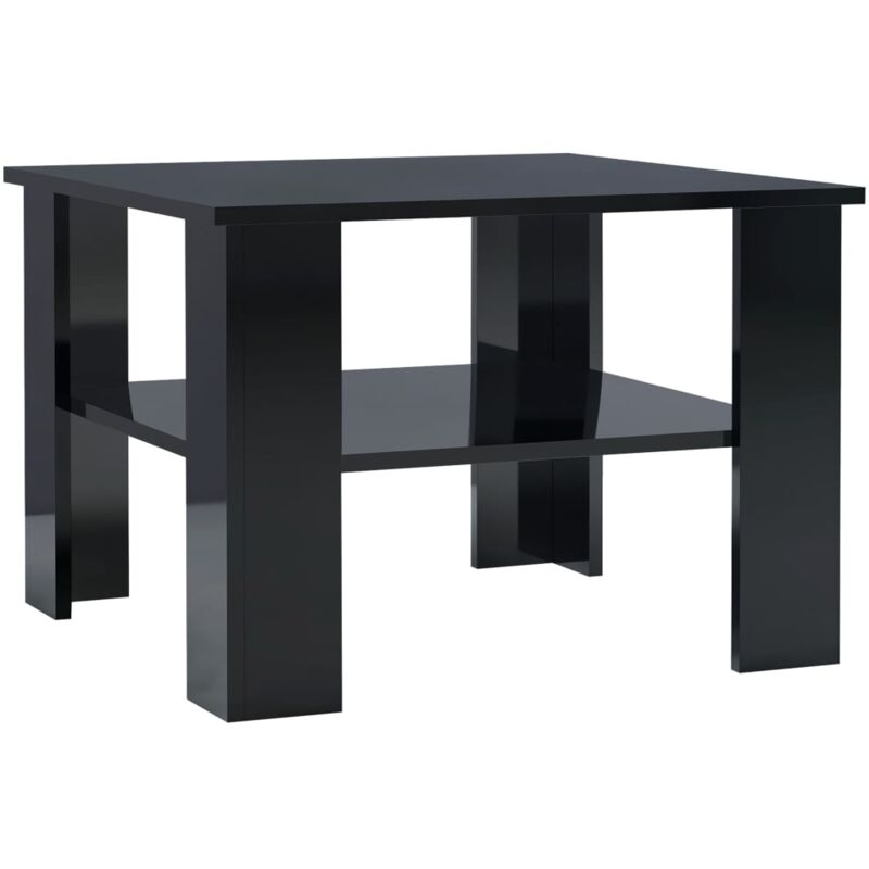 

vidaXL Mesa de Centro de Aglomerado 60x60x42 cm Negro Brillante - Negro