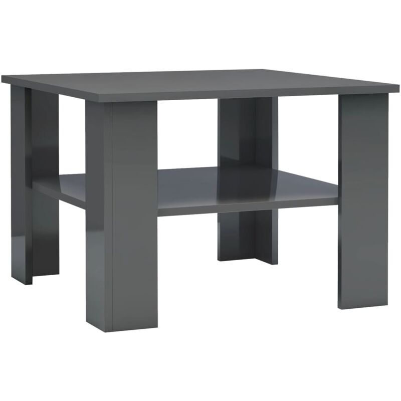 

vidaXL Mesa de Centro de Aglomerado 60x60x42 cm Gris Brillante - Gris