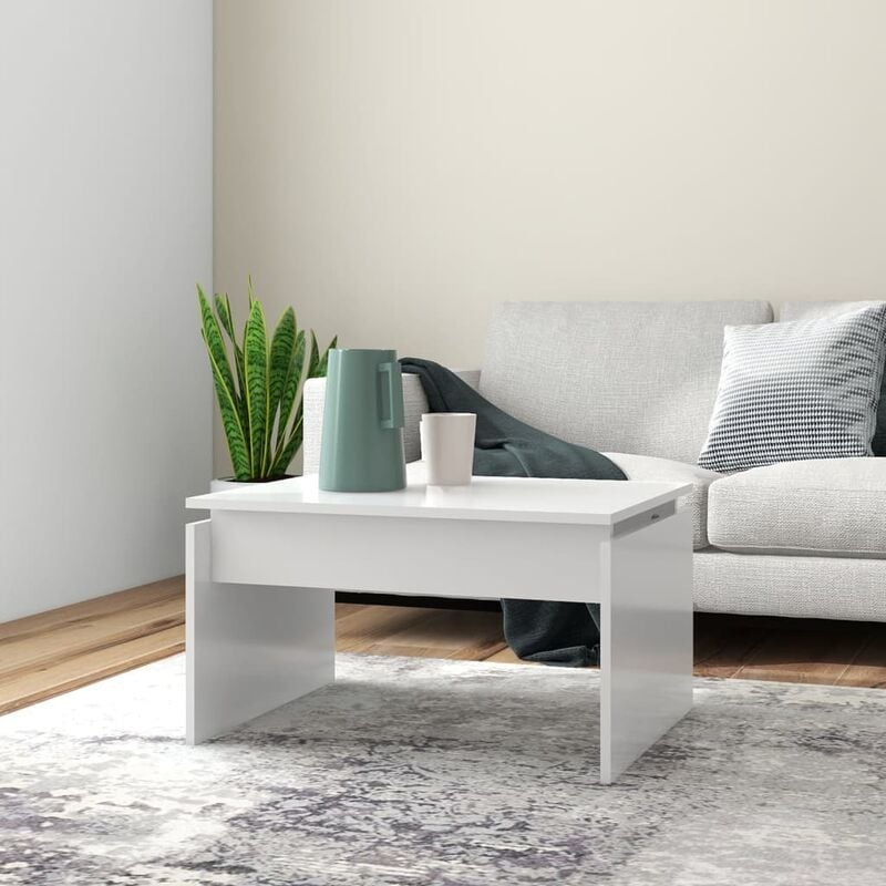

Mesa de centro de aglomerado blanco 68x50x38 cm