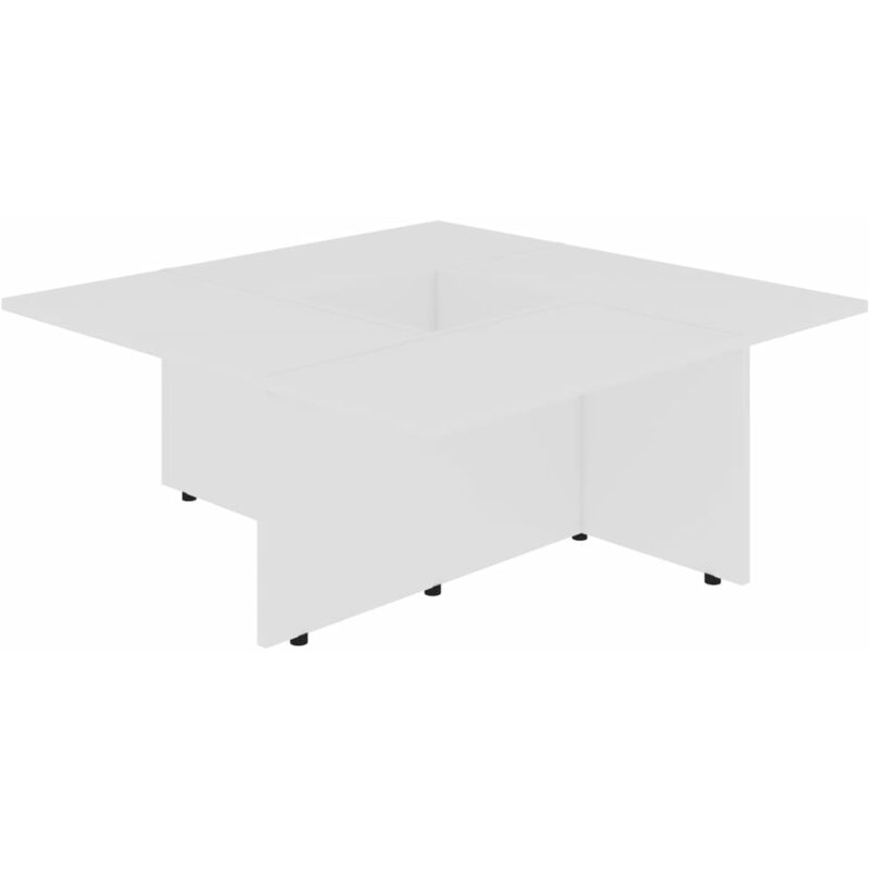 

vidaXL Mesa de Centro de Aglomerado 79,5x79,5x30cm Blanco - Blanco