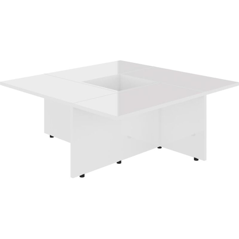 

vidaXL Mesa de Centro de Aglomerado 79,5x79,5x30cm Blanco Brillante - Blanco